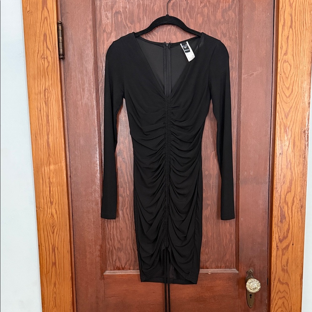 Windsor Black Long Sleeve Ruched Dress